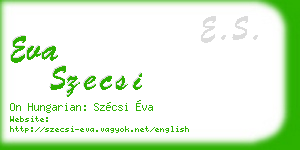 eva szecsi business card