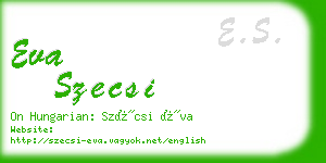 eva szecsi business card